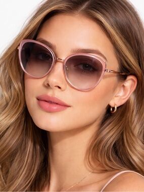 Kate Spade Pink Frame Sunglasses Cat Eye Gradient Brown Lens Jensen/G/S New $215
